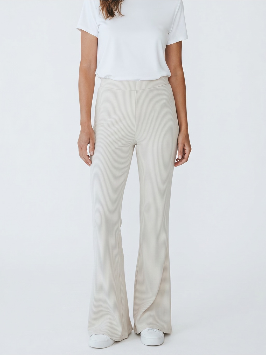 Show Me Your Mumu Cream Ribbed Flare Pants